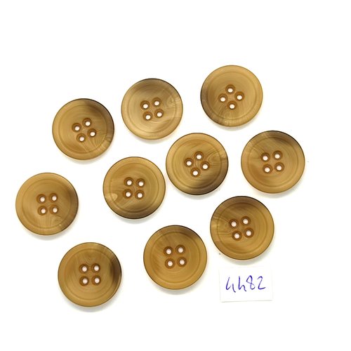 10 boutons en résine marron - 20mm - tr4482
