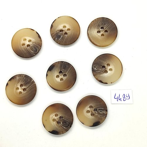 8 boutons en résine marron et beige - 20mm - tr4489