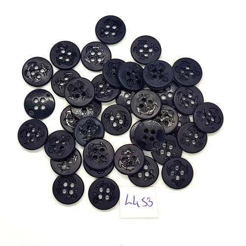 39 boutons en résine bleu foncé - une ancre - 15mm - tr4453