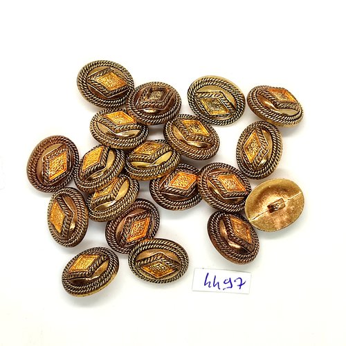 19 boutons en résine doré - 17x21mm - tr4497