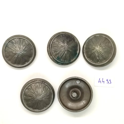 5 boutons en résine gris - 33mm - tr4499