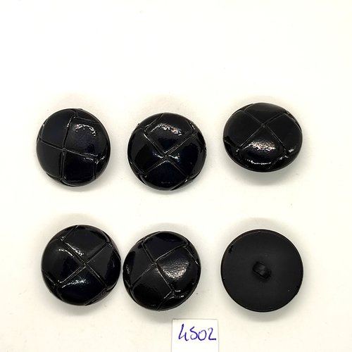 6 boutons en résine noir - 25mm - tr4502