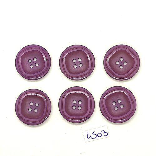 6 boutons en résine lilas - 21mm - tr4503