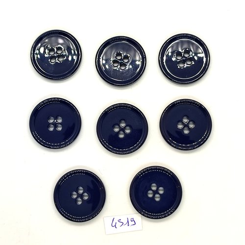 8 boutons en résine bleu foncé - 22mm  - tr4519