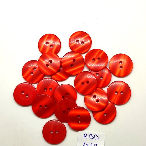 20 boutons en résine rouge - 18mm - abv1572