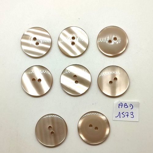 8 boutons en résine marron très clair / beige - 23mm - abv1573