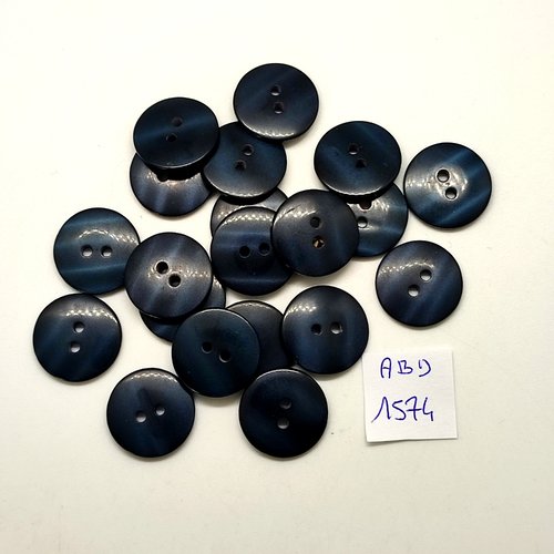 20 boutons en résine bleu foncé - 18mm - abv1574