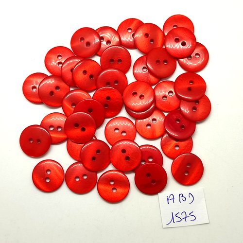 40 boutons en résine rouge - 14mm - abv1575