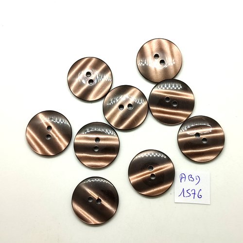 9 boutons en résine marron - 23mm - abv1576