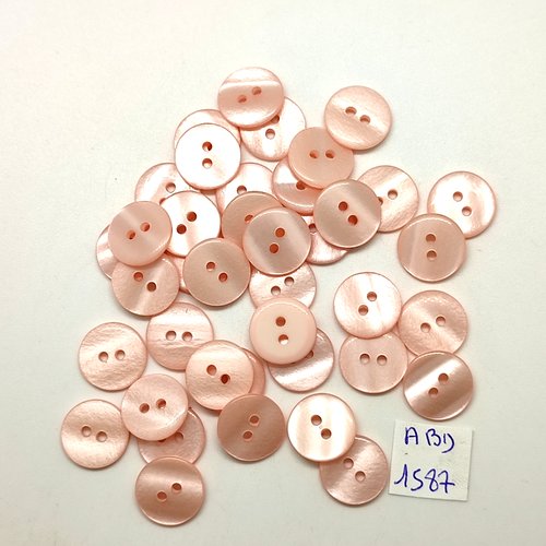 40 boutons en résine rose - 14mm - abv1587