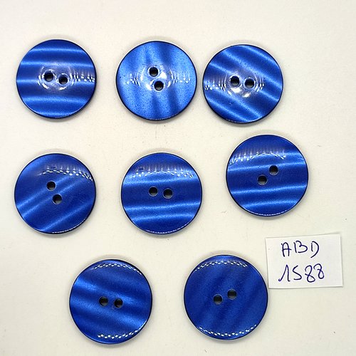 8 boutons en résine bleu - 23mm - abv1588