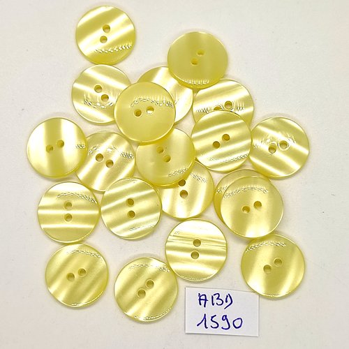 20 boutons en résine jaune - 18mm - abv1590