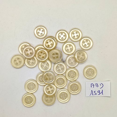 30 boutons en résine beige / ivoire - 11mm - abv1591