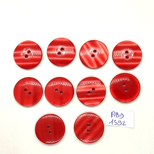 10 boutons en résine rouge - 23mm - abv1592