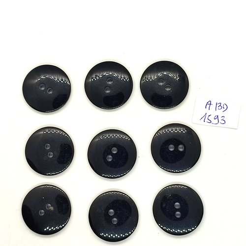 9 boutons en résine noir - 23mm - abv1593