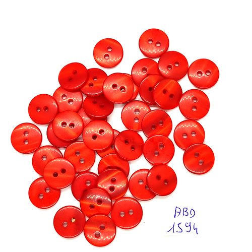40 boutons en résine rouge - 13mm - abv1594