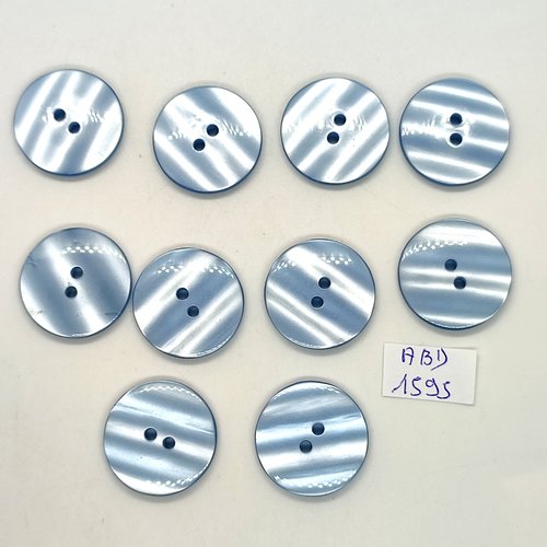 10 boutons en résine bleu - 23mm - abv1595
