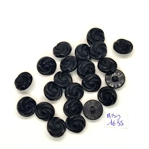 22 boutons en résine noir - 15mm - abv1635