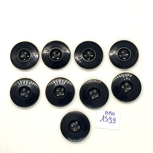 9 boutons en résine noir - 22mm - abv1599