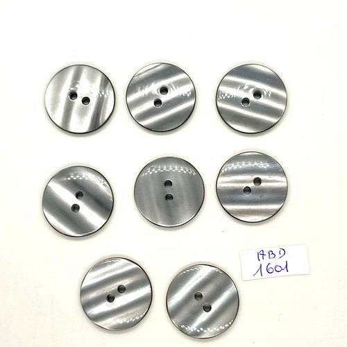 8 boutons en résine gris - 23mm - abv1601