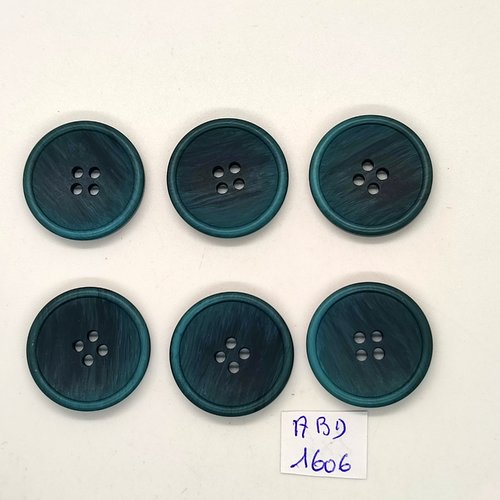 6 boutons en résine bleu / vert - 25mm - abv1606