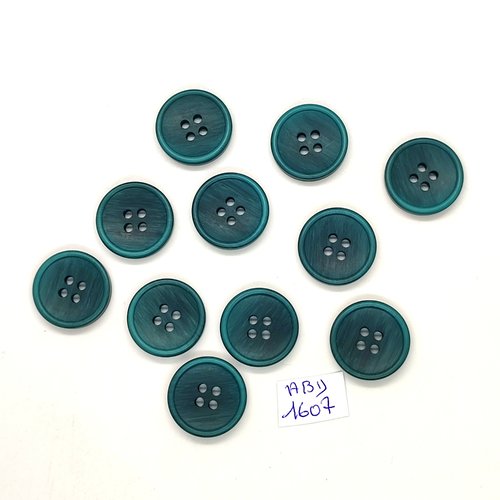 11 boutons en résine bleu / vert - 20mm - abv1607