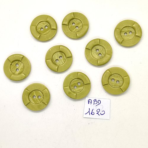 9 boutons en nacre vert - 17mm - abv1620