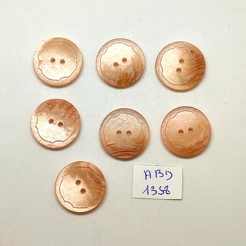 7 boutons en résine rose / orangé - 20/21mm - abd1458
