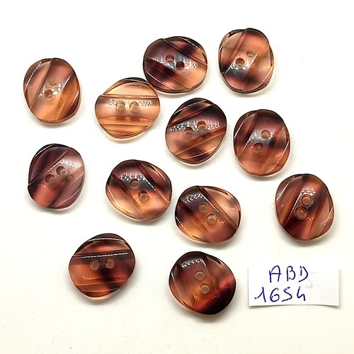 12 boutons en résine marron - 13x15mm - abd1654