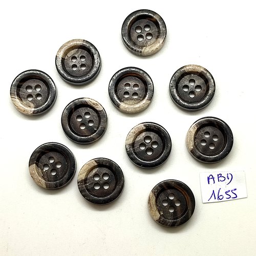 11 boutons en résine gris - 17/18mm - abd1655