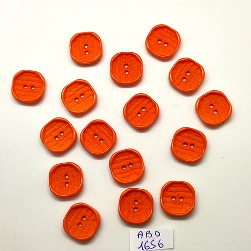 16 boutons en résine orange - 15x15mm - abd1656