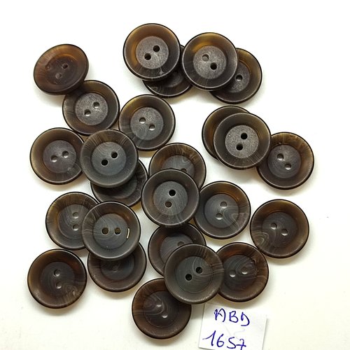 25 boutons en résine marron - 17mm - abd1657