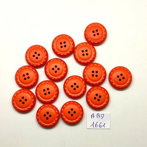 14 boutons en résine orange foncé - 18mm - abd1661