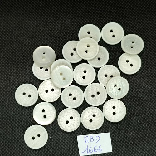 23 boutons en résine blanc - 15mm - abd1666