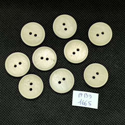 10 boutons en résine blanc cassé - 20mm - abd1665bis