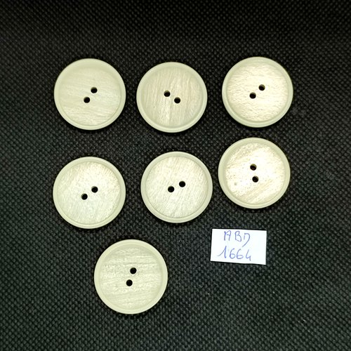 7 boutons en résine blanc cassé - 25mm - abd1664