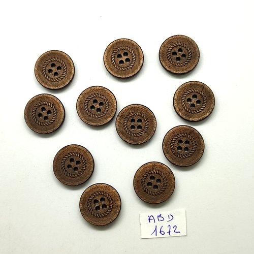 11 boutons en résine marron - 18mm - abd1672