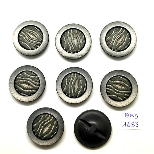 8 boutons en résine gris - 28mm - abd1683
