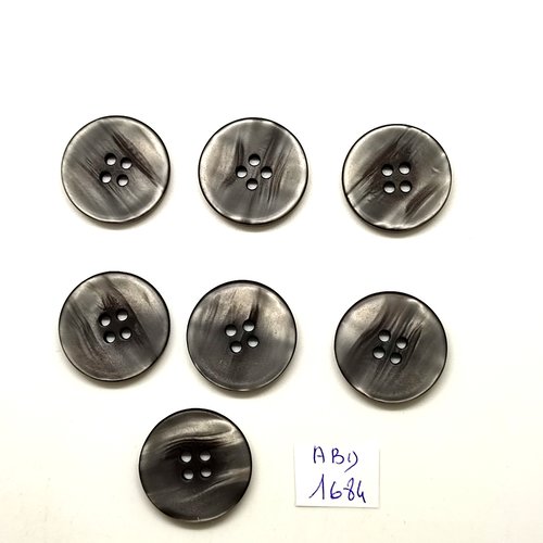 7 boutons en résine gris foncé - 23mm - abd1684