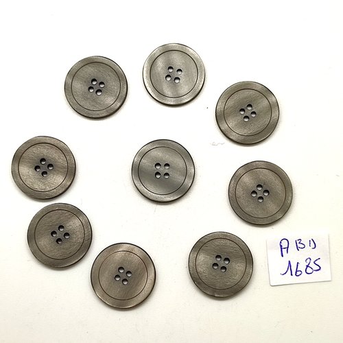 9 boutons en résine gris - 18mm - abd1685