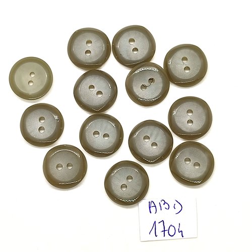 13 boutons en résine gris clair - 14mm - abd1704
