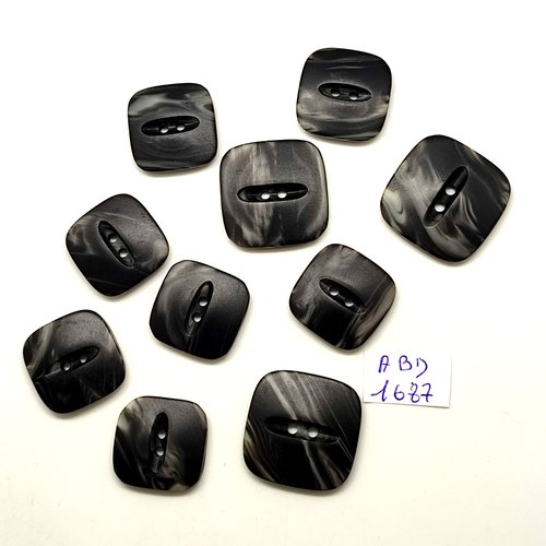 10 boutons en résine gris - 23x23mm et 19x19mm - abd1687
