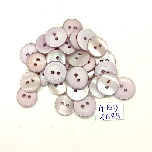 30 boutons en résine lilas clair - entre 13mm et 14mm - abd1689