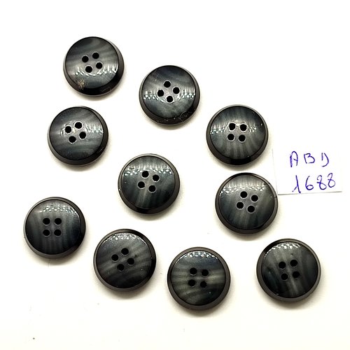 10 boutons en résine gris - 18mm - abd1688