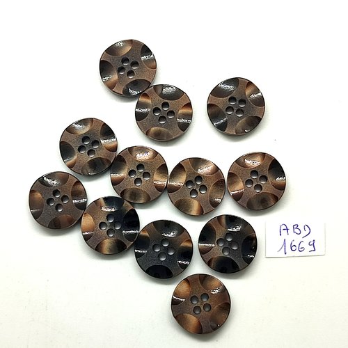 12 boutons en résine marron - 17mm - abd1669