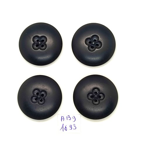 4 boutons en résine noir - 34mm - abd1693