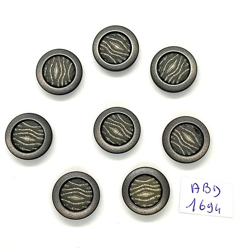 8 boutons en résine gris - 18mm - abd1694