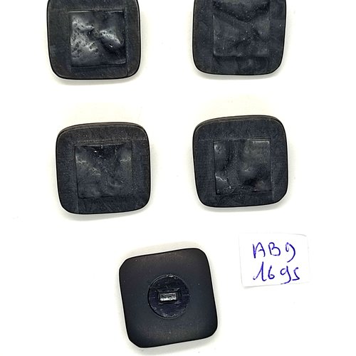 5 boutons en résine gris foncé - 23x23mm - abd1695