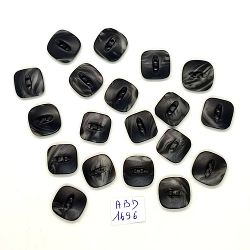 19 boutons en résine gris - 16x16mm - abd1696