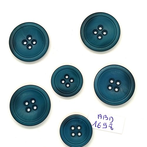 6 boutons en résine bleu / vert - 25mm et 20mm - abd1698